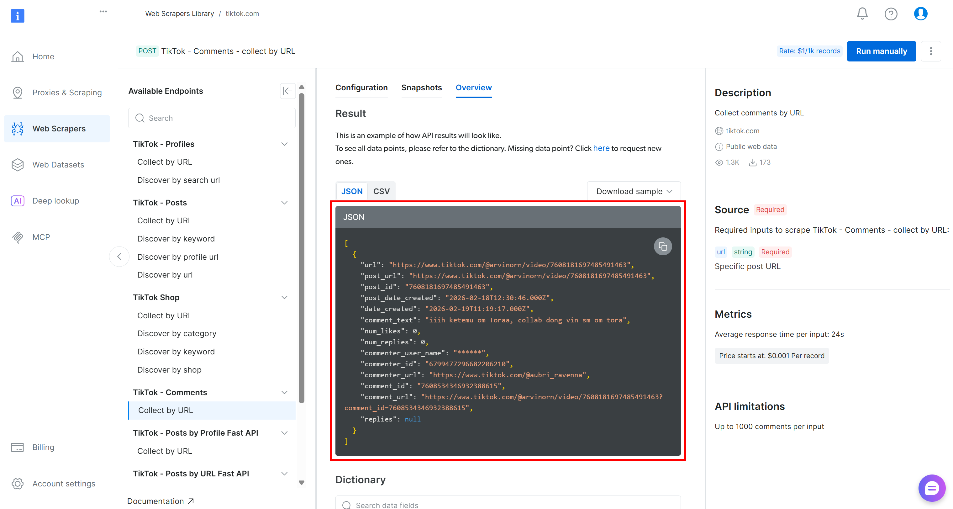 Web Scraping API 响应结构