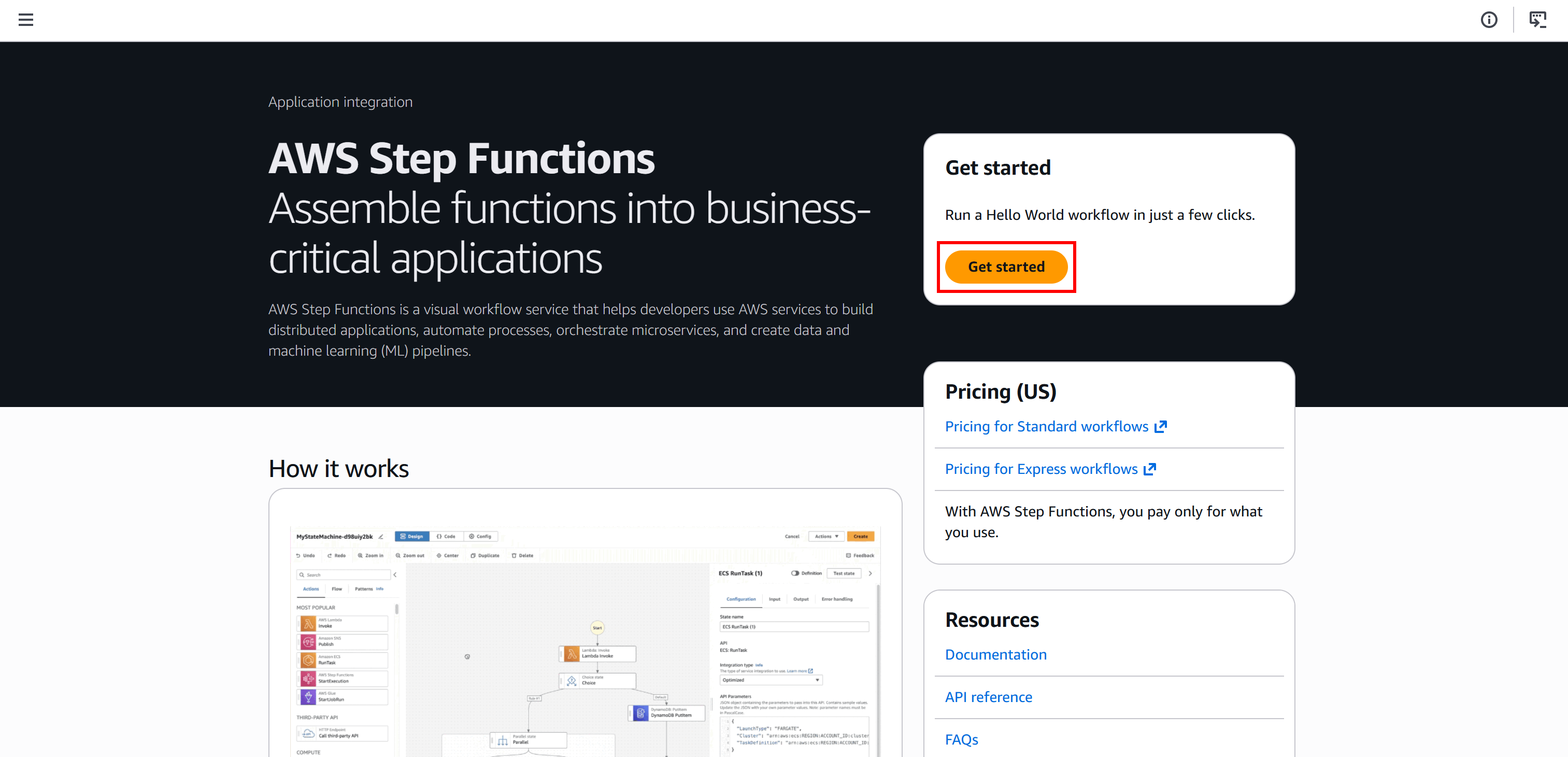 “AWS Step Functions” 页面