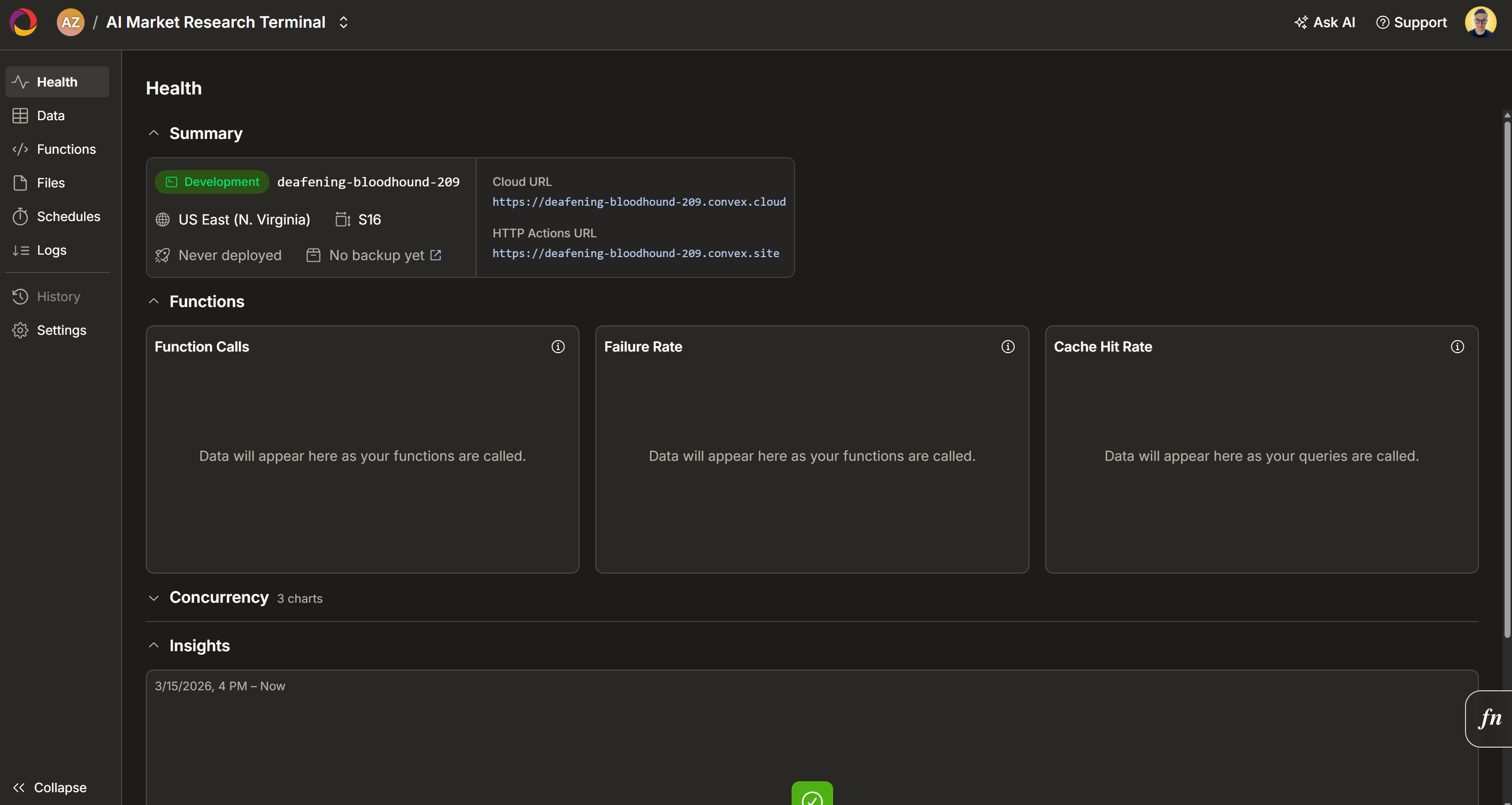 注意你的 Convex 项目部署信息