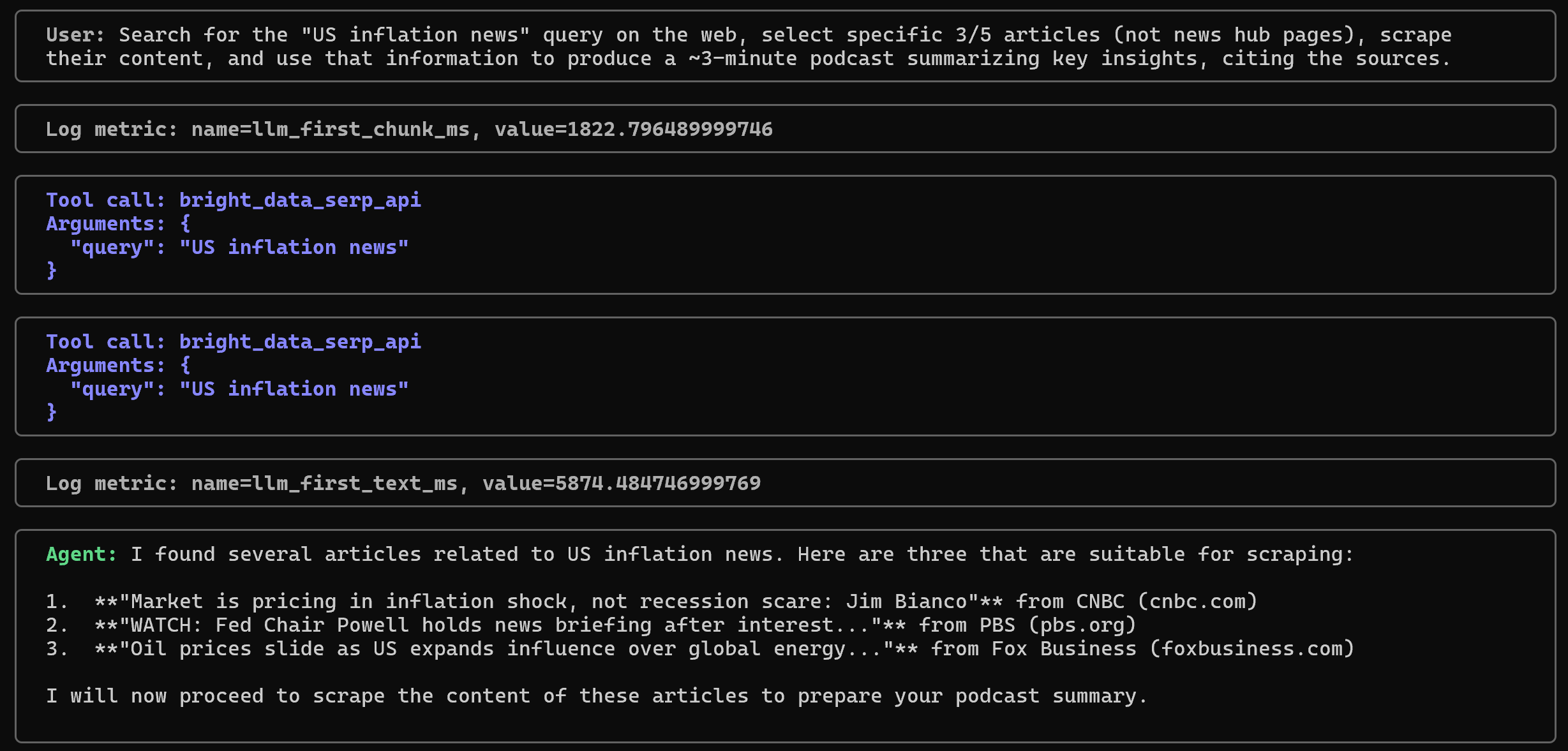 注意智能体选择的 URL