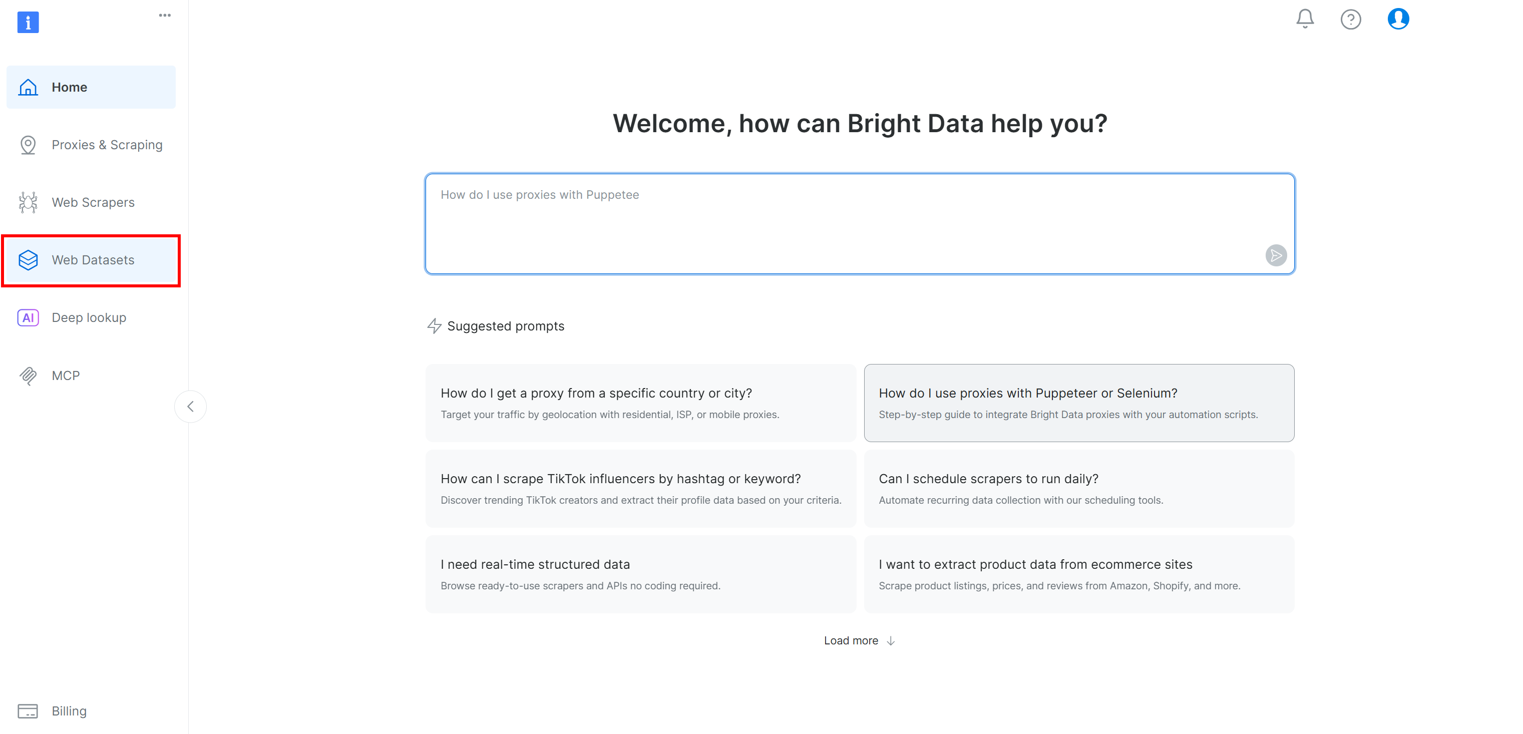 选择“Web Datasets”选项