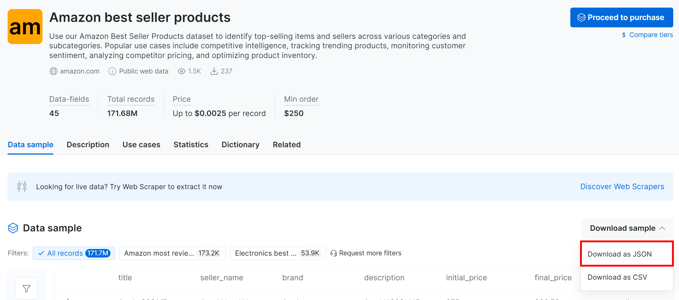 选择“Download as JSON”选项