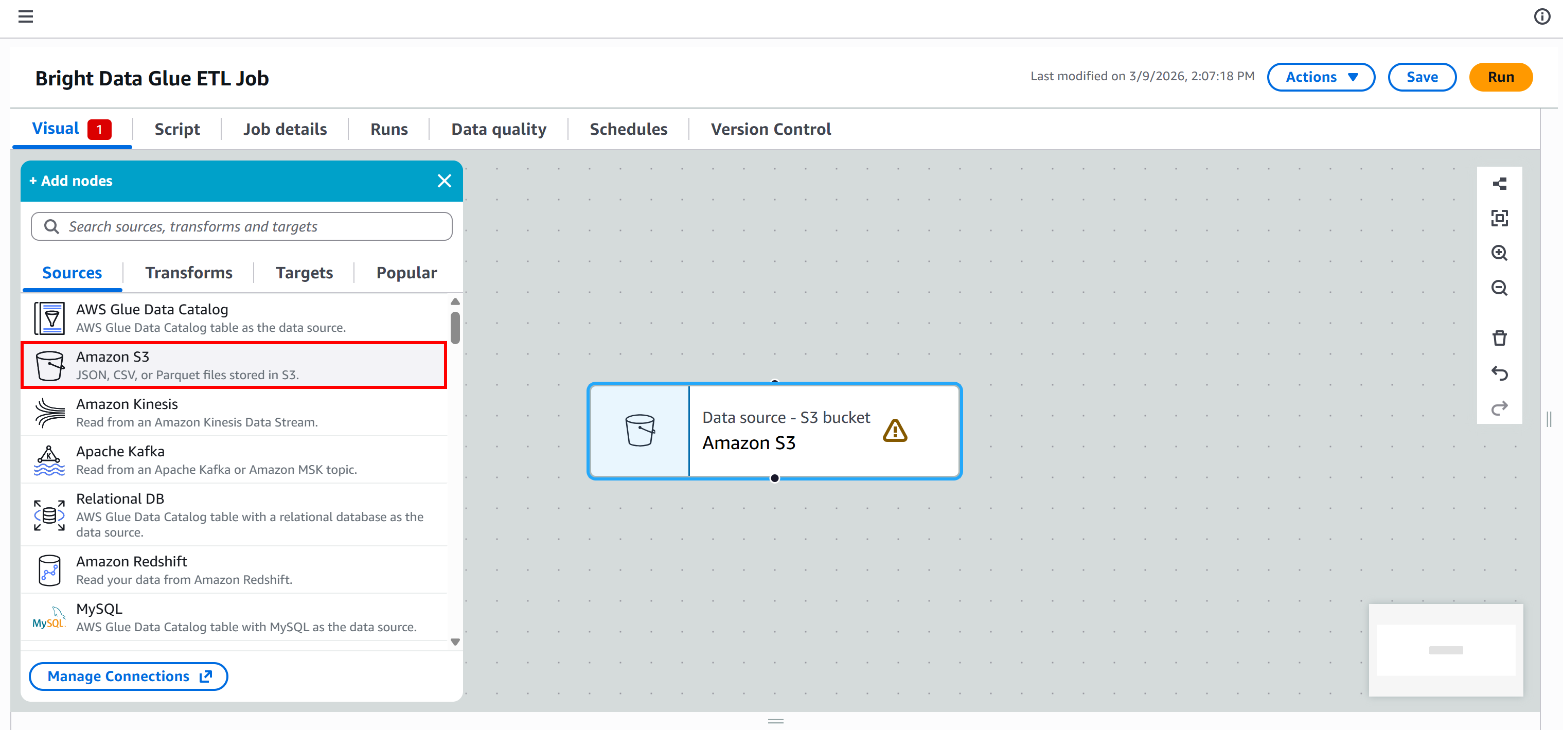 添加 “Amazon S3” 节点
