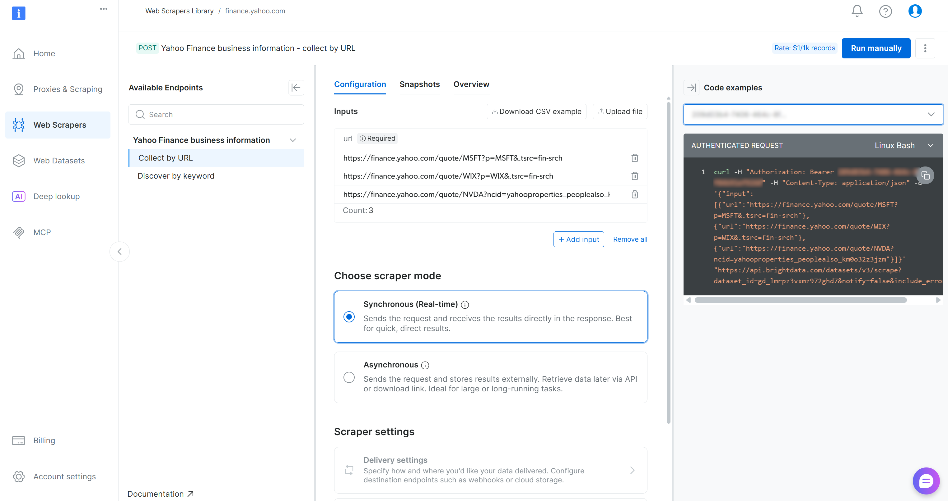 Yahoo Finance Scraper 页面