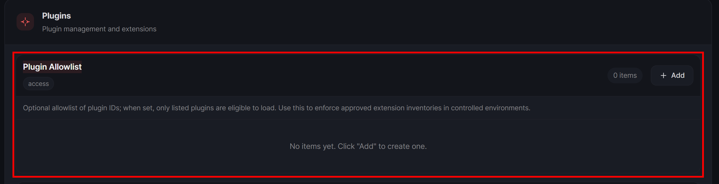 “Plugin Allowlist” 部分