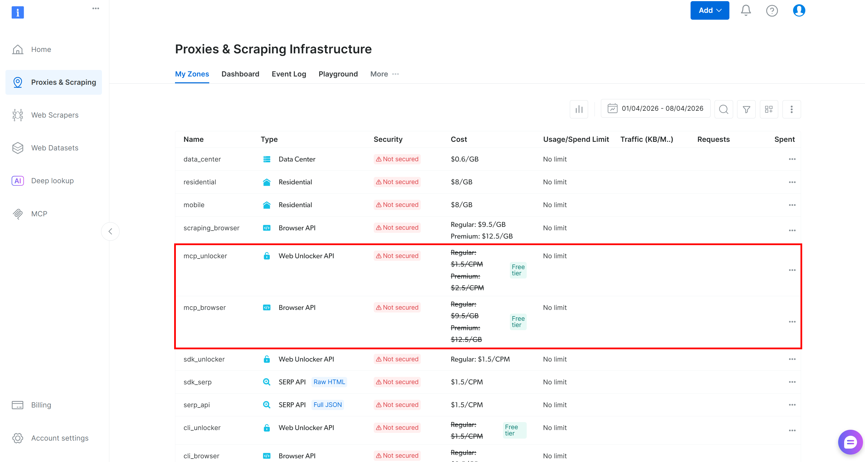 注意 Web MCP 启动时创建的“mcp_unlocker”和“mcp_browser”区域