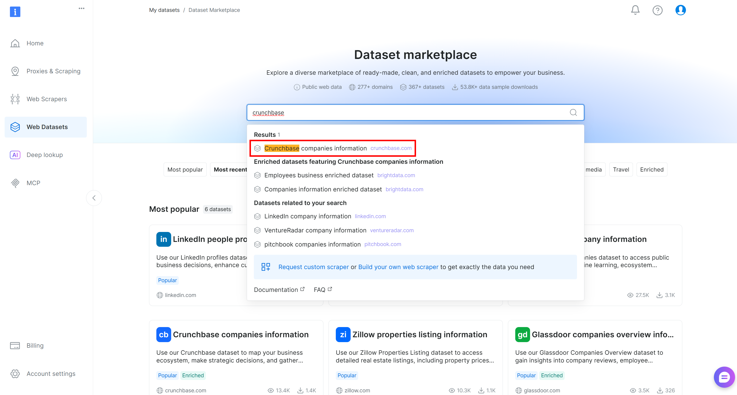 选择“Crunchbase companies information”数据集