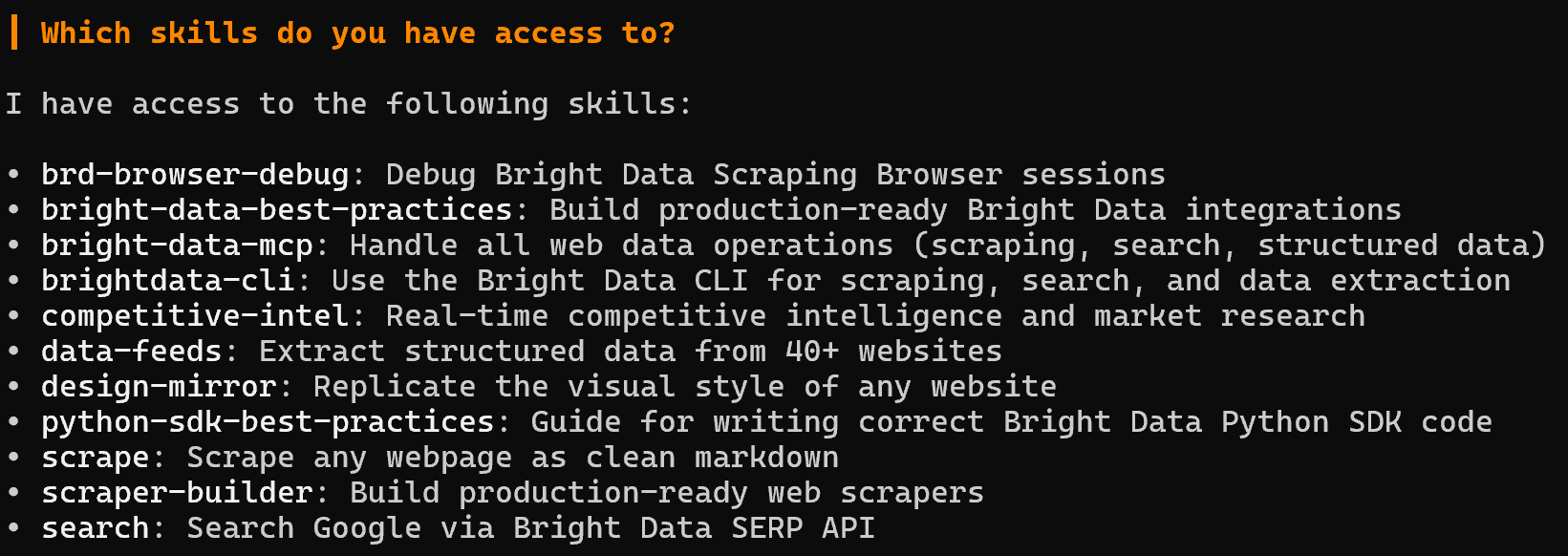 注意 Bright Data 技能