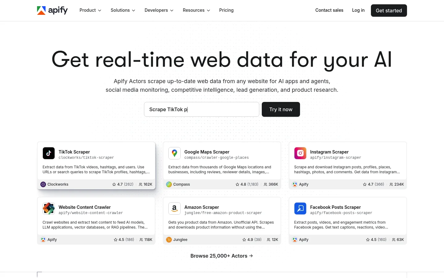 Apify homepage