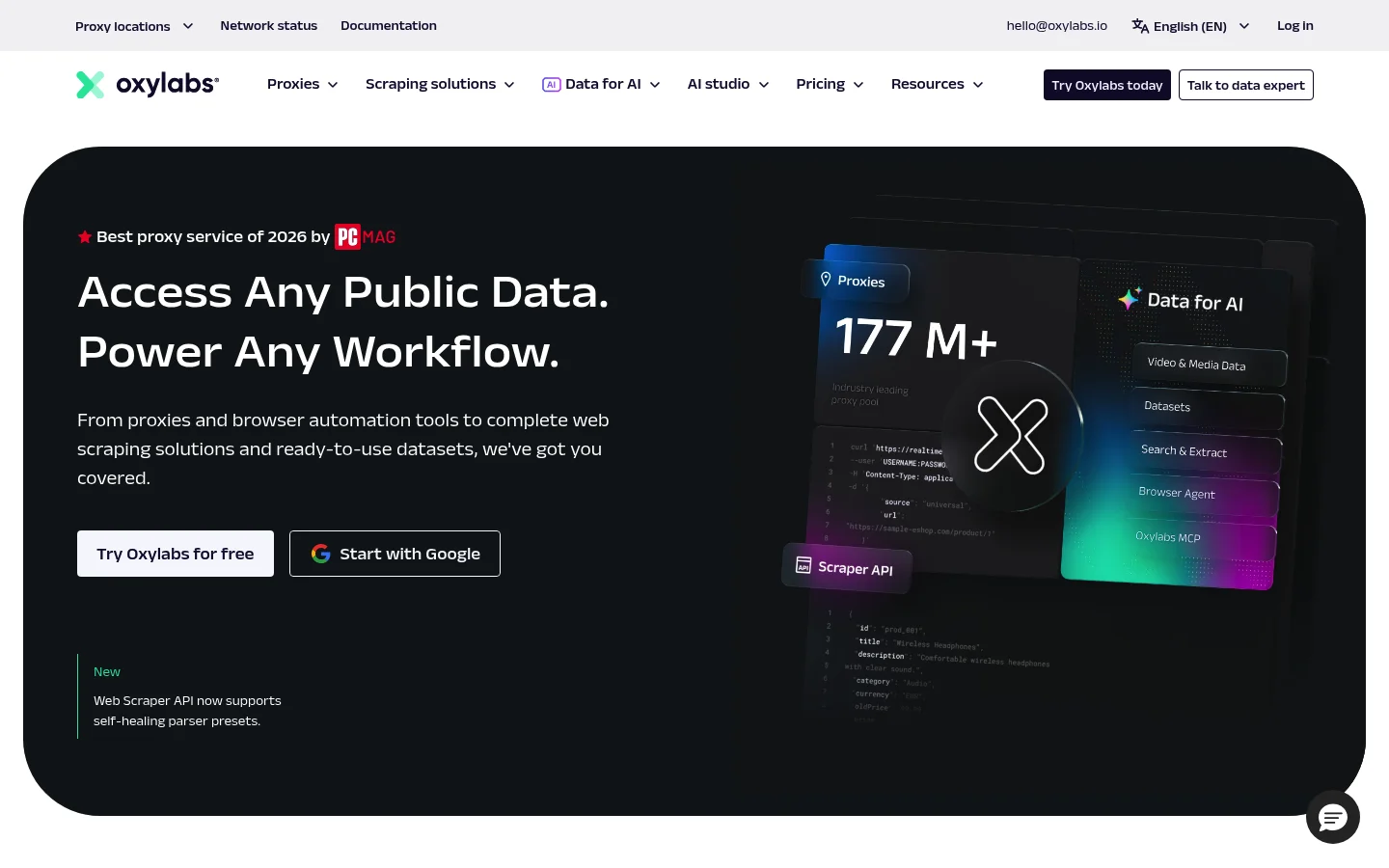 Oxylabs homepage