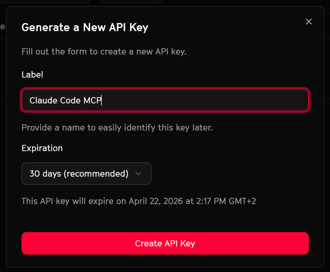 创建你的 Arcade API key