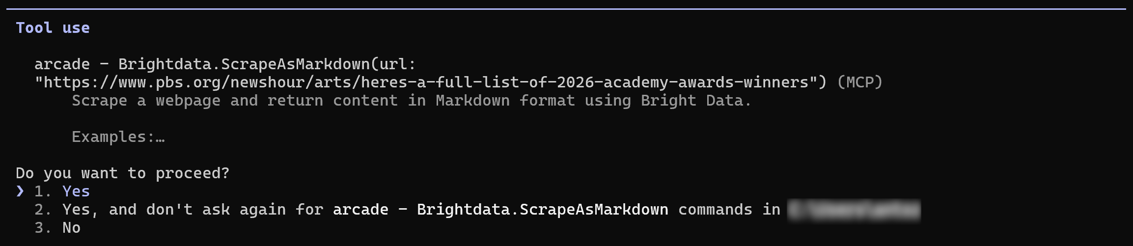 Brightdata.ScrapeAsMarkdown 工具执行