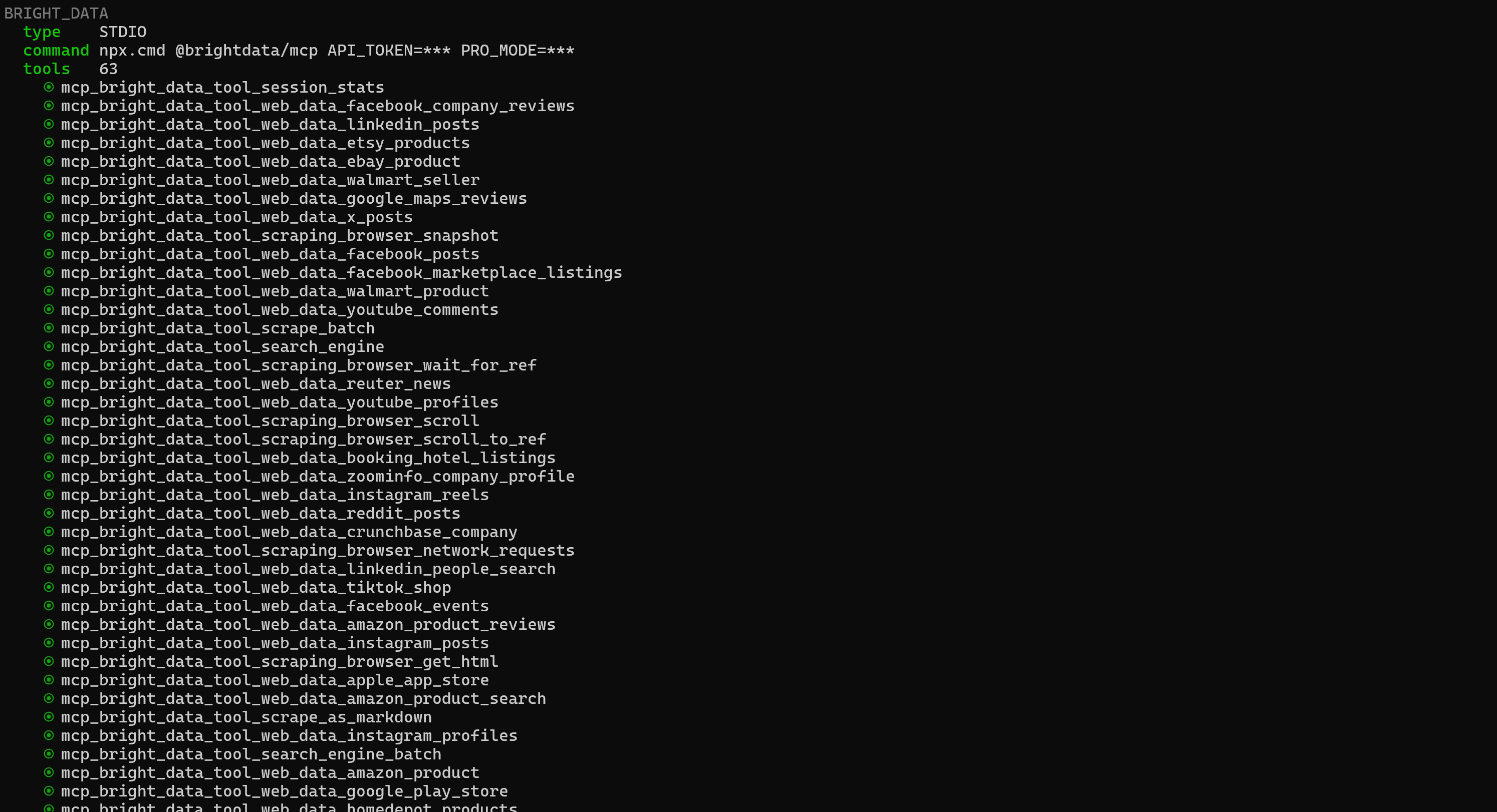 注意连接到 Web MCP 后返回的工具