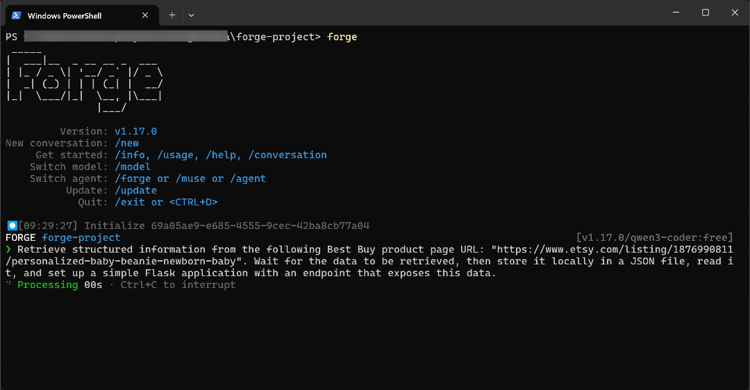 在 Forge 中执行提示