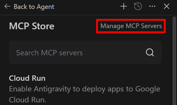 点击“Manage MCP Servers”选项