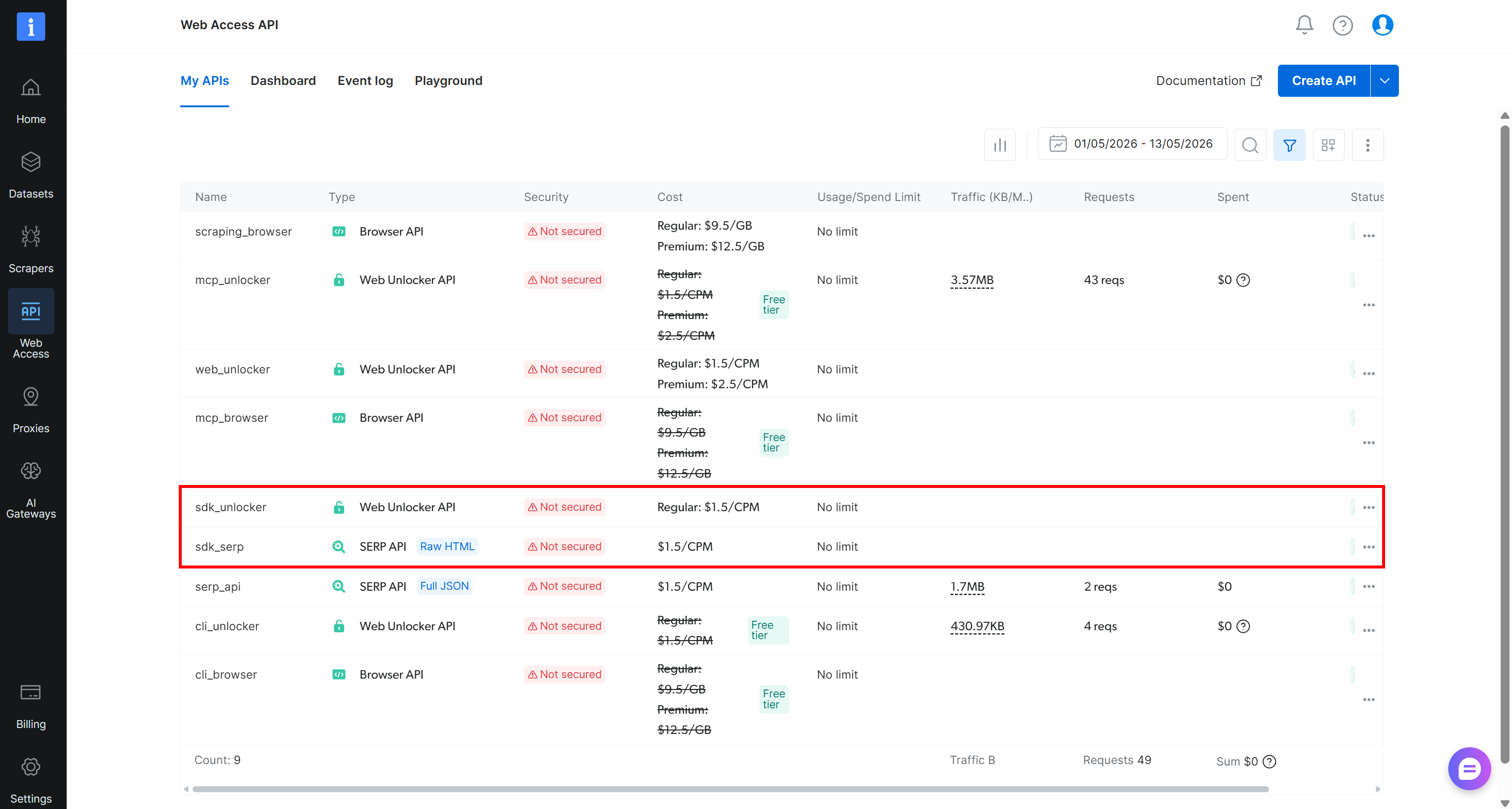 注意 Bright Data SDK 设置的 SDK 区域