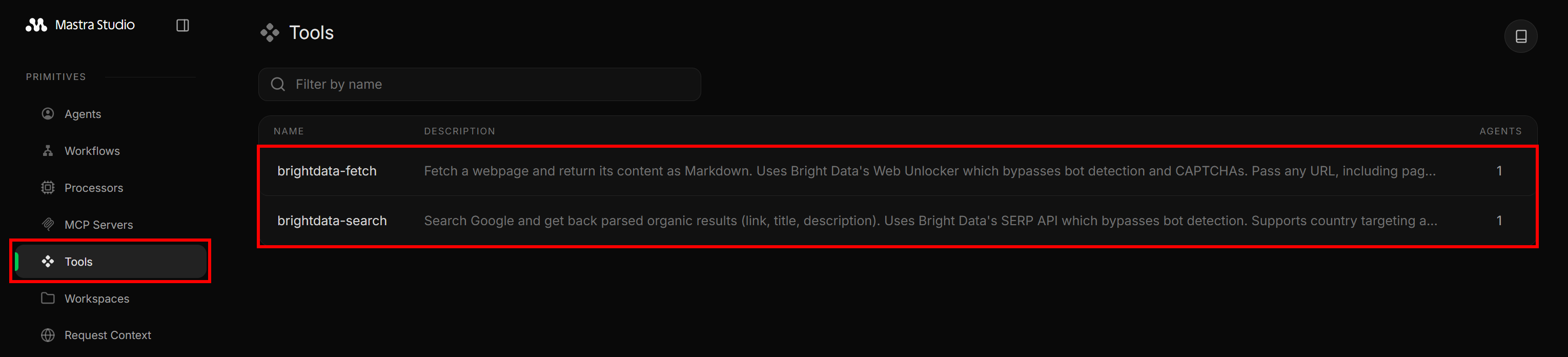 在 “src/mastra/tools/web-access.ts” 中定义的 Bright Data 工具