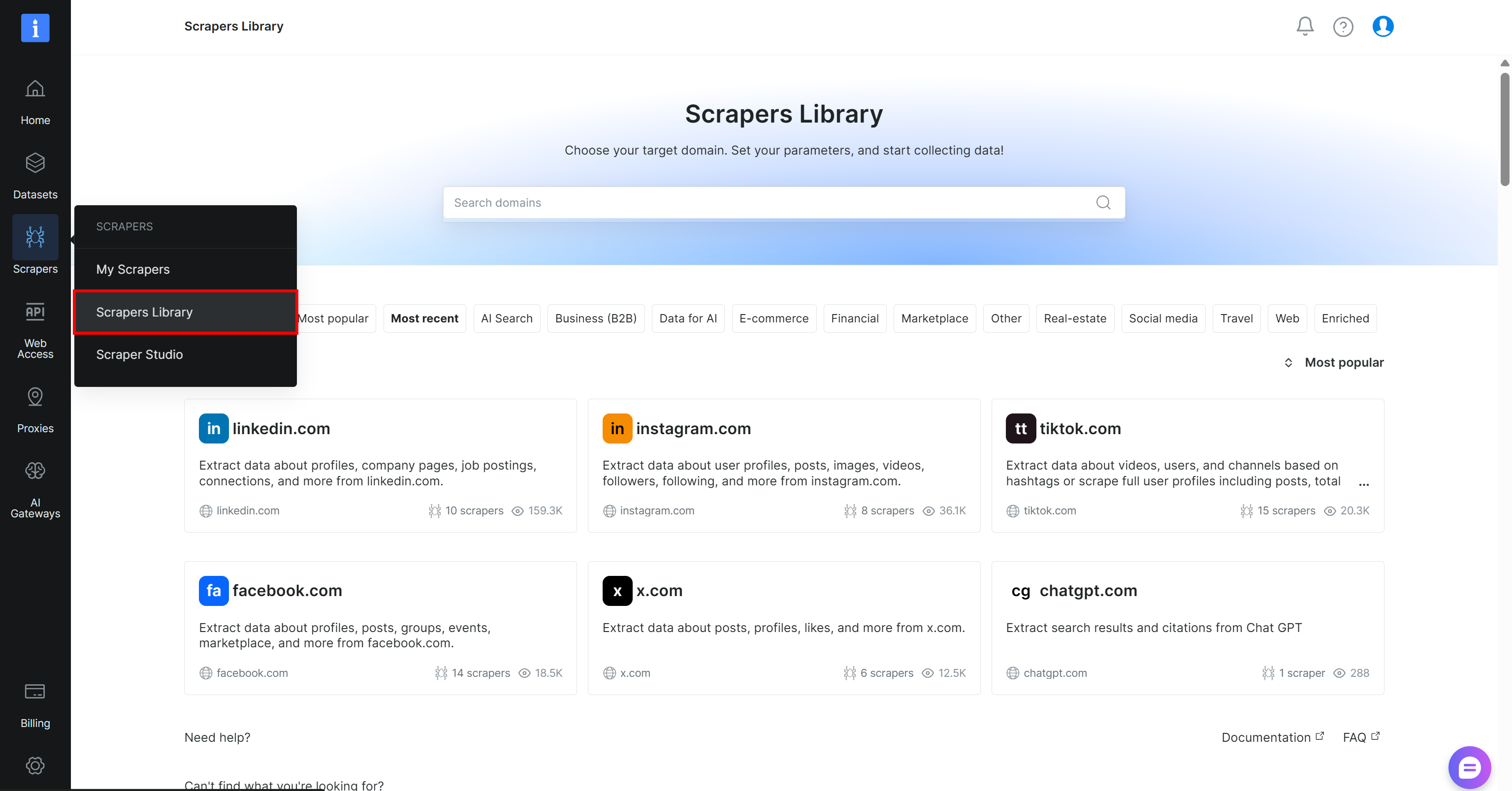 进入 “爬虫工具 Library” 页面