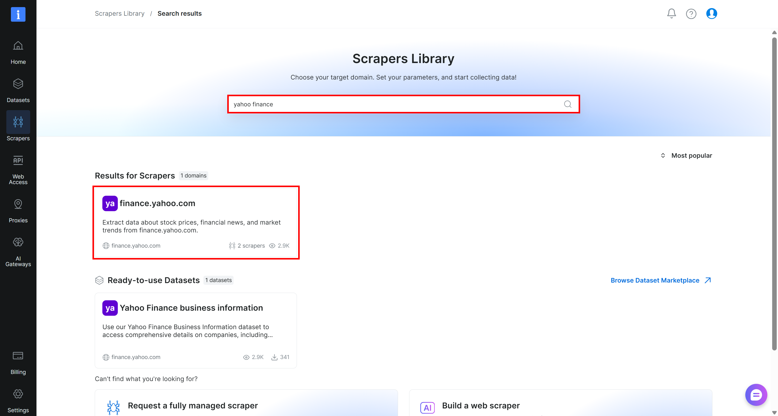 选择 “finance.yahoo.com” 爬虫工具