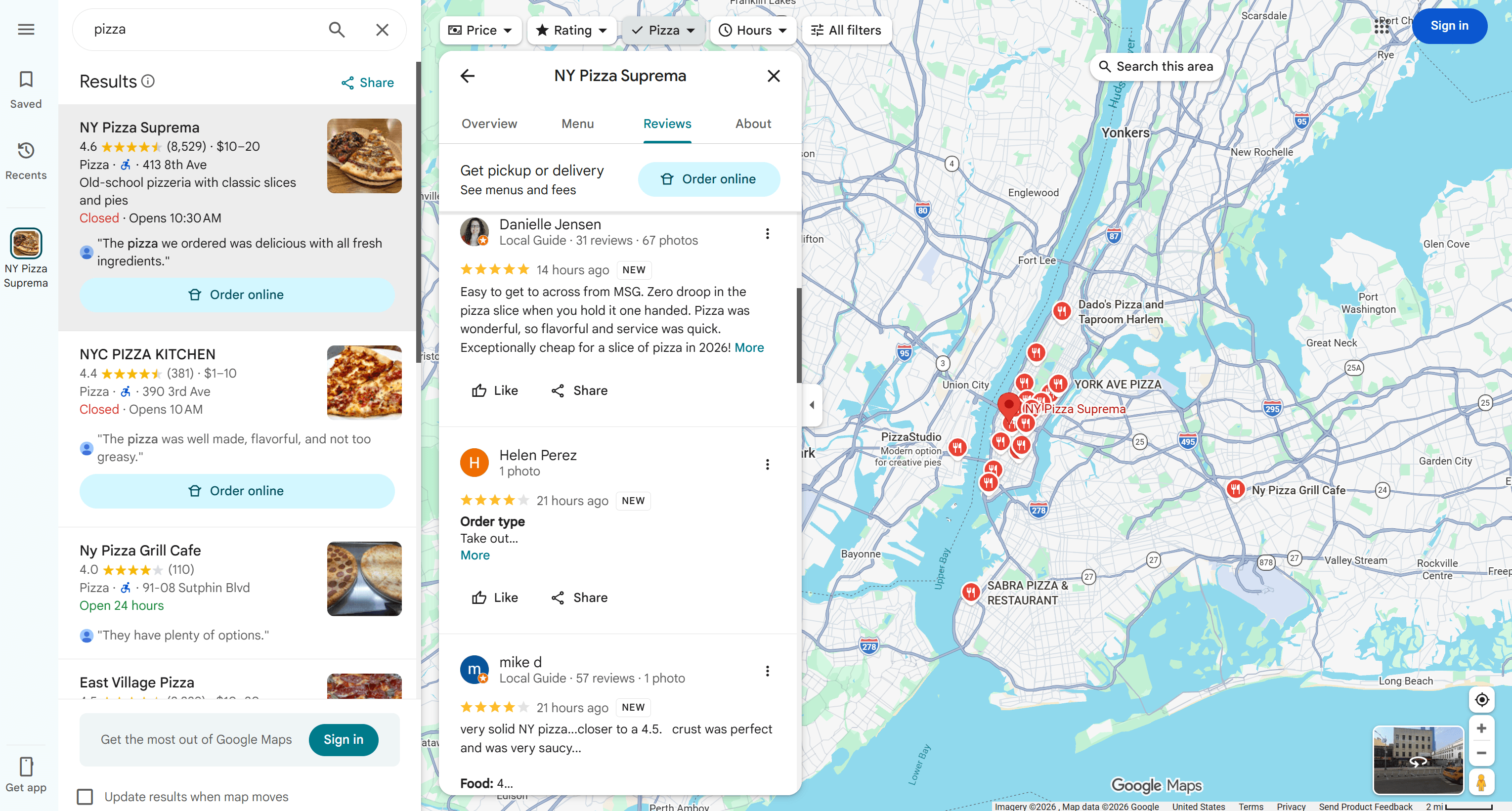 目标商家的 Google Maps 评论页面