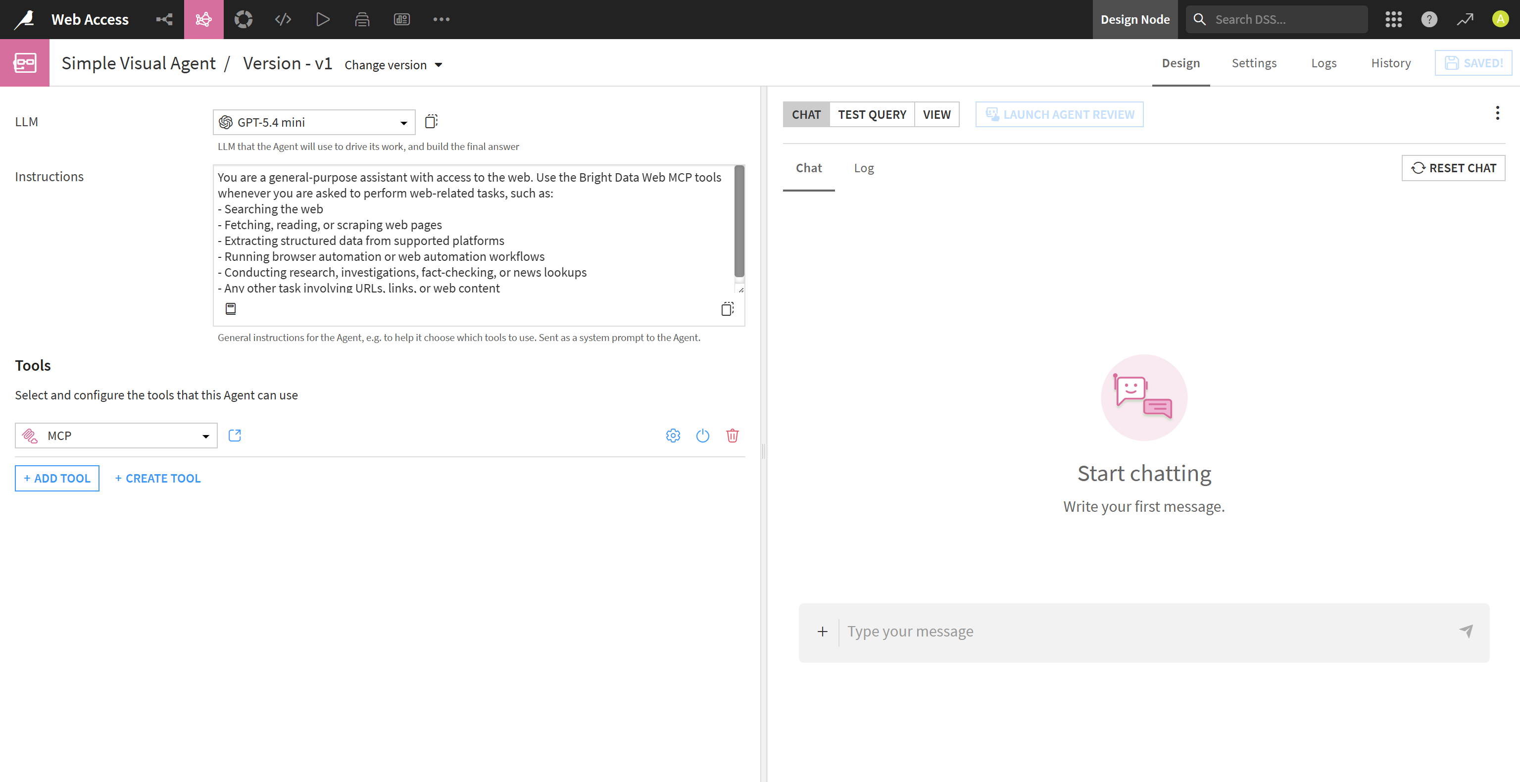 通过 Bright Data Web MCP 进行 Web 访问的 Dataiku AI 代理