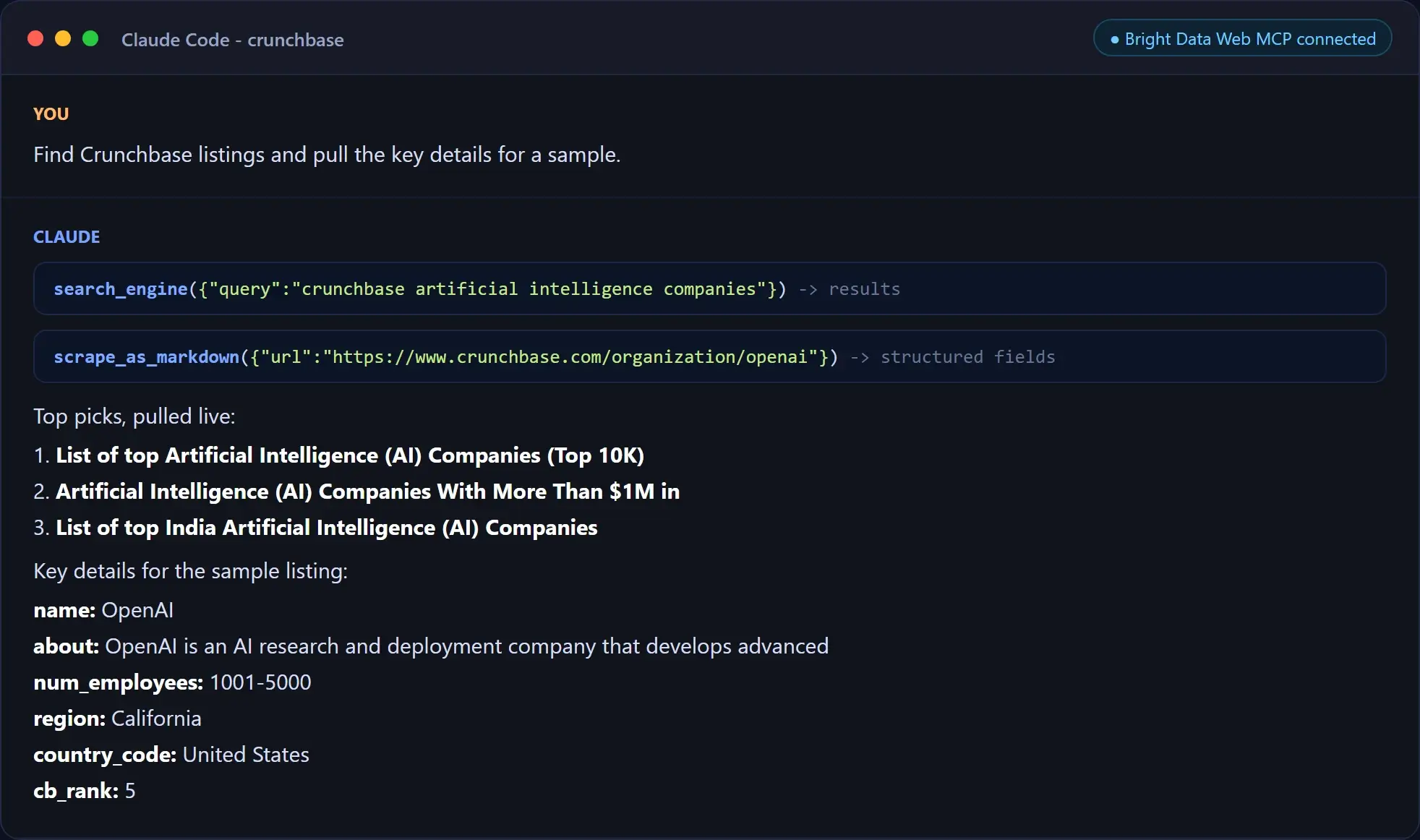 AI 智能体使用 Web MCP 提取 Crunchbase 数据