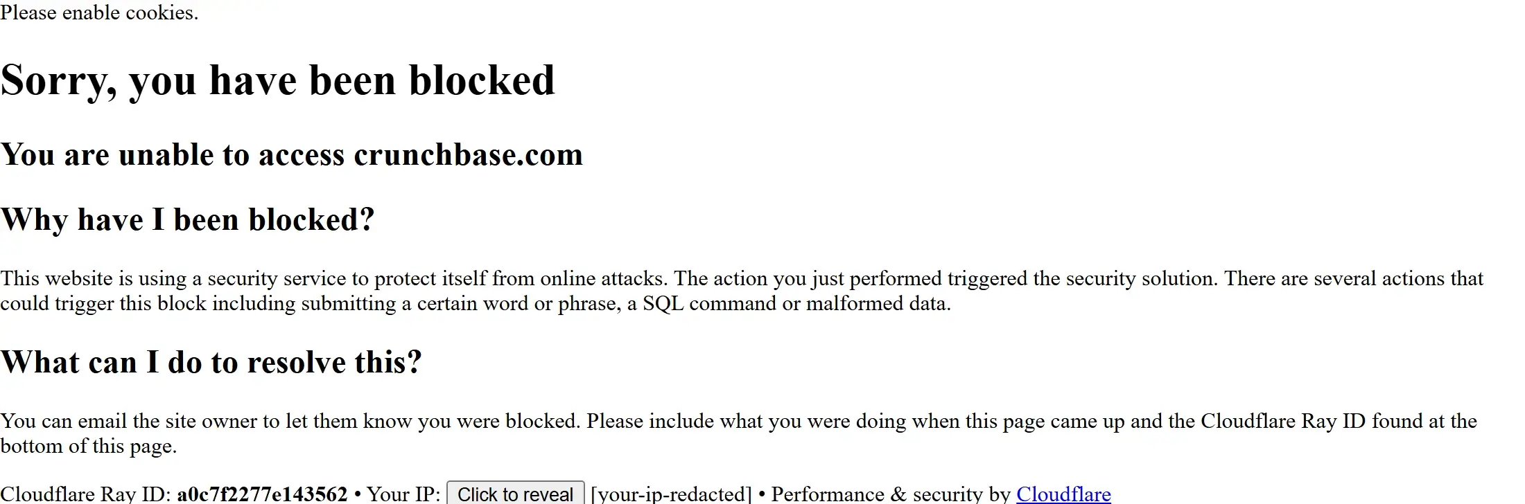 Crunchbase 的 Cloudflare 403 阻止页面，普通请求会得到的返回内容