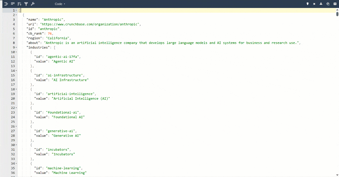 在 JSON 查看器中探索抓取的数据