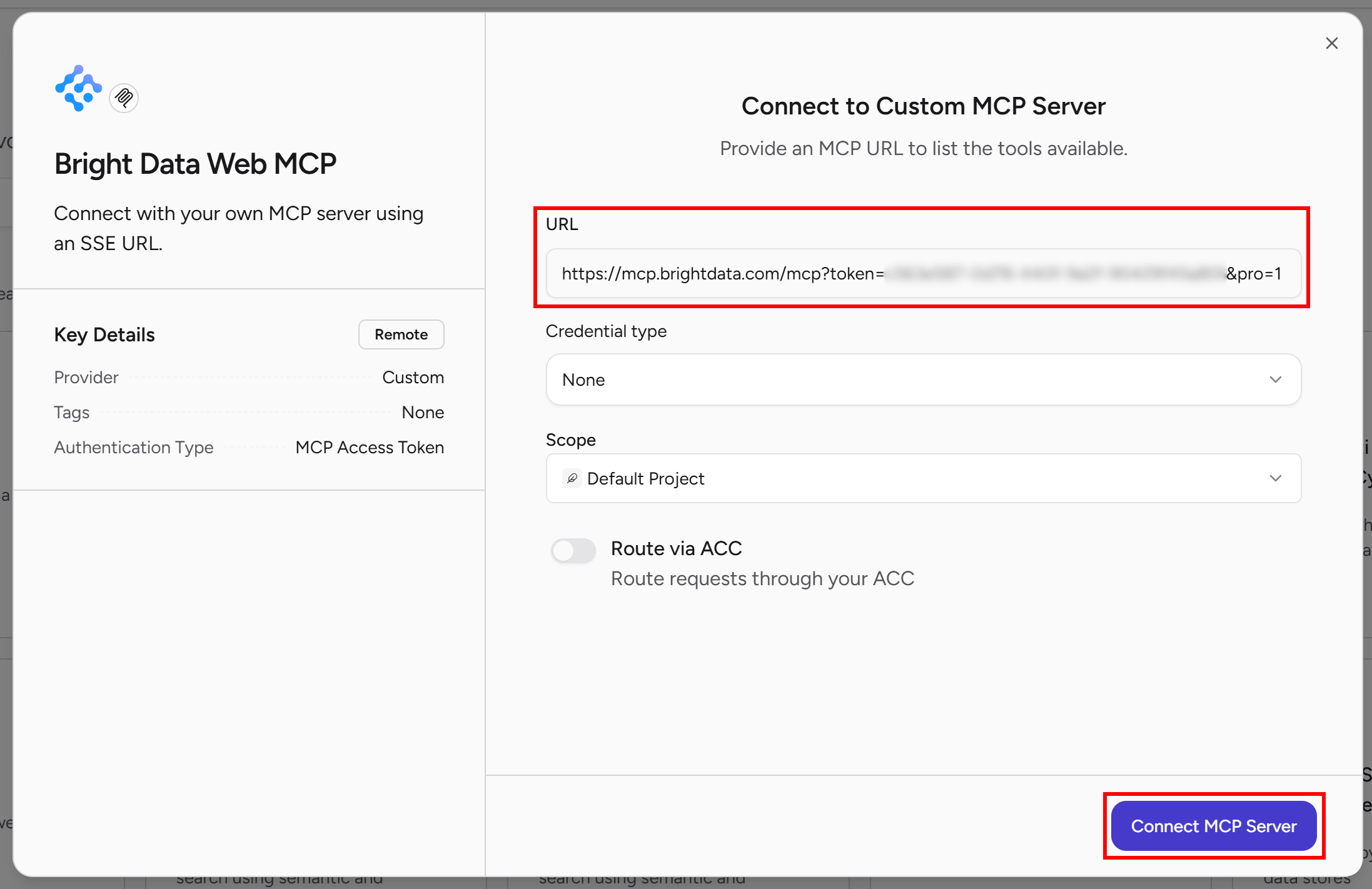 配置到 Bright Data Web MCP 的连接
