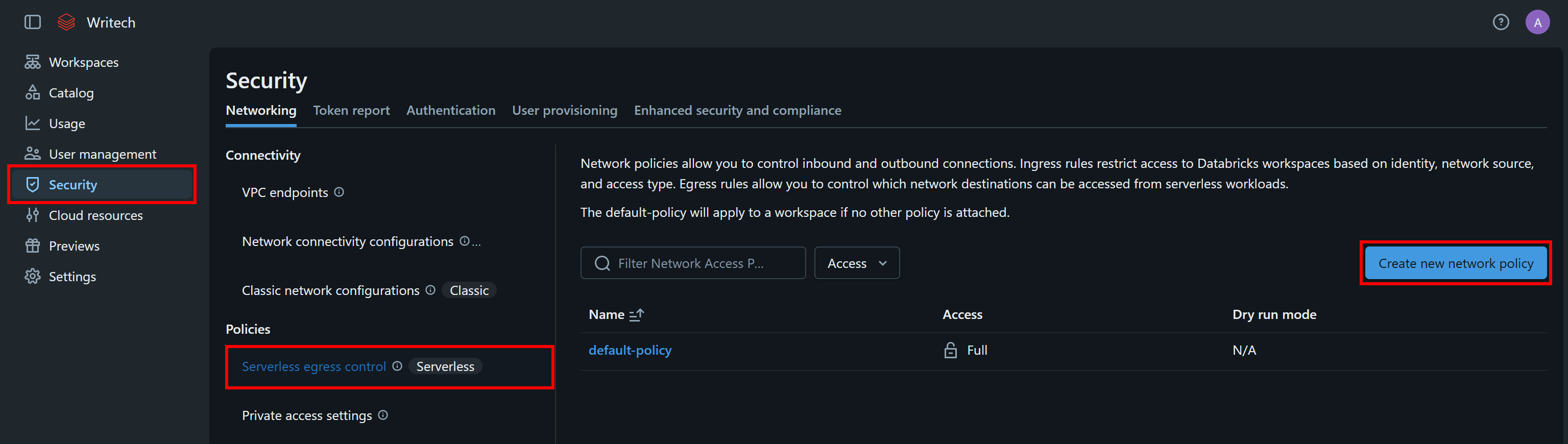 点击 “Create new network” policy