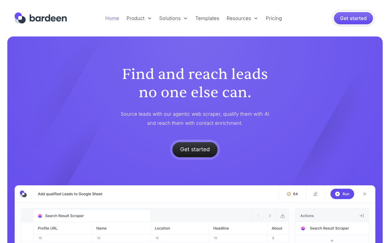 Bardeen 网页抓取扩展主页