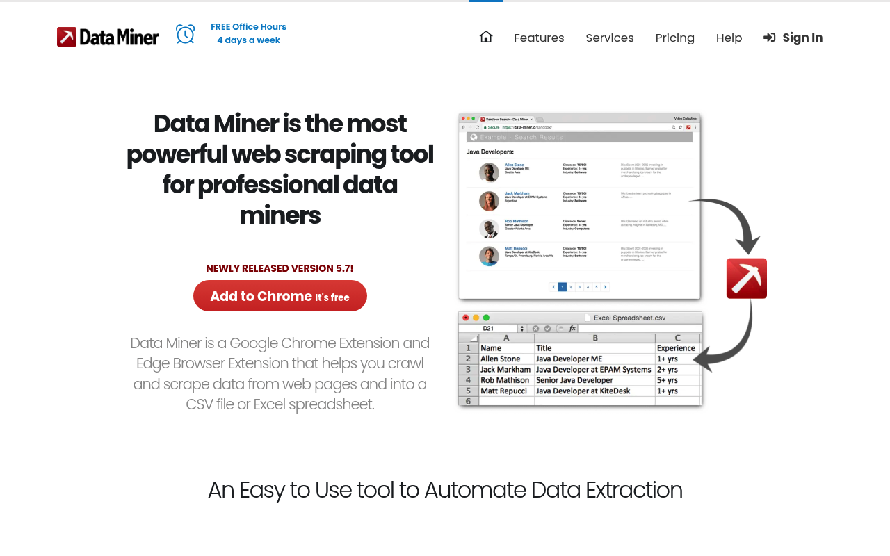 Data Miner 网页抓取扩展主页