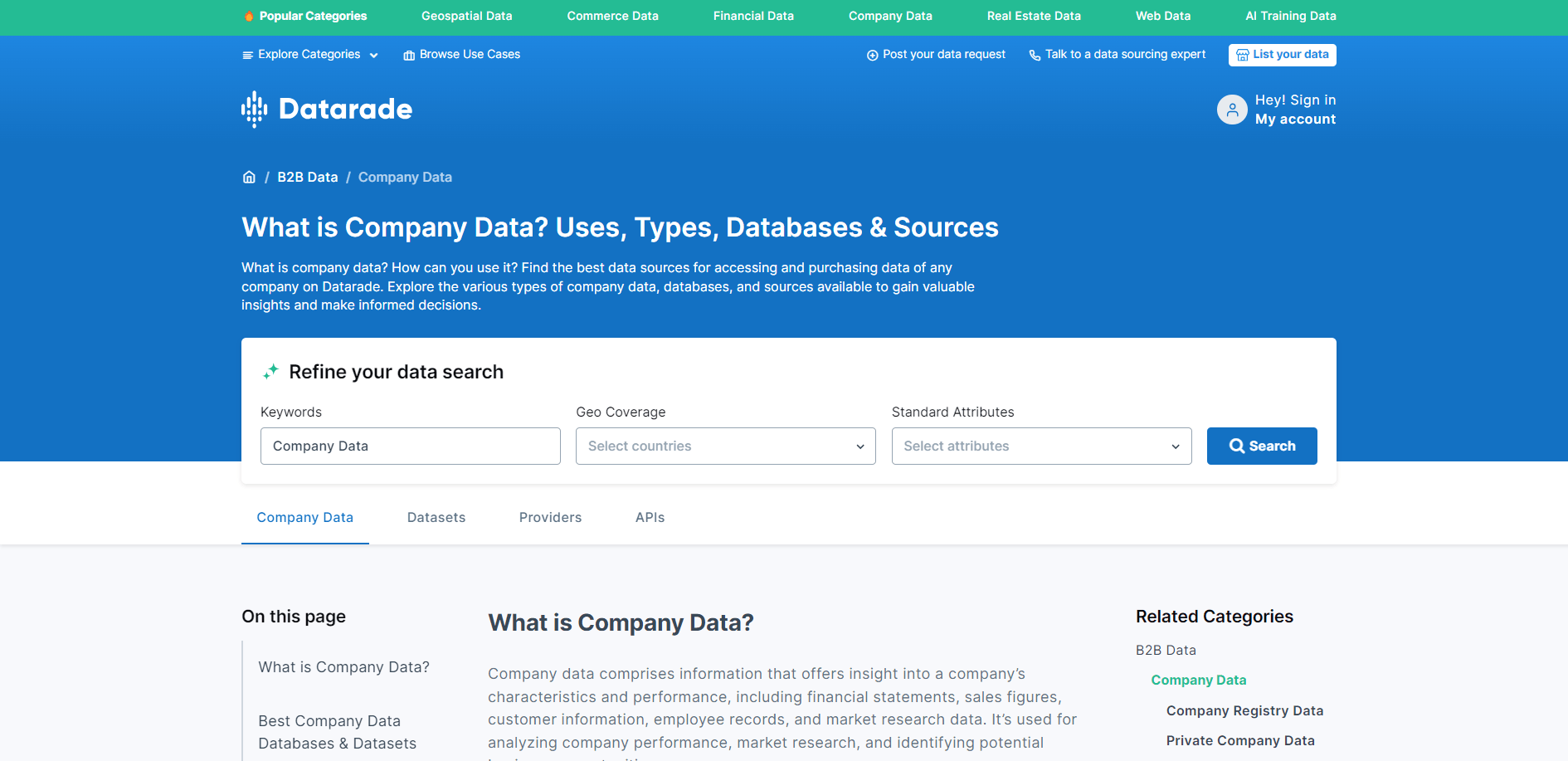 Datarade 的公司数据