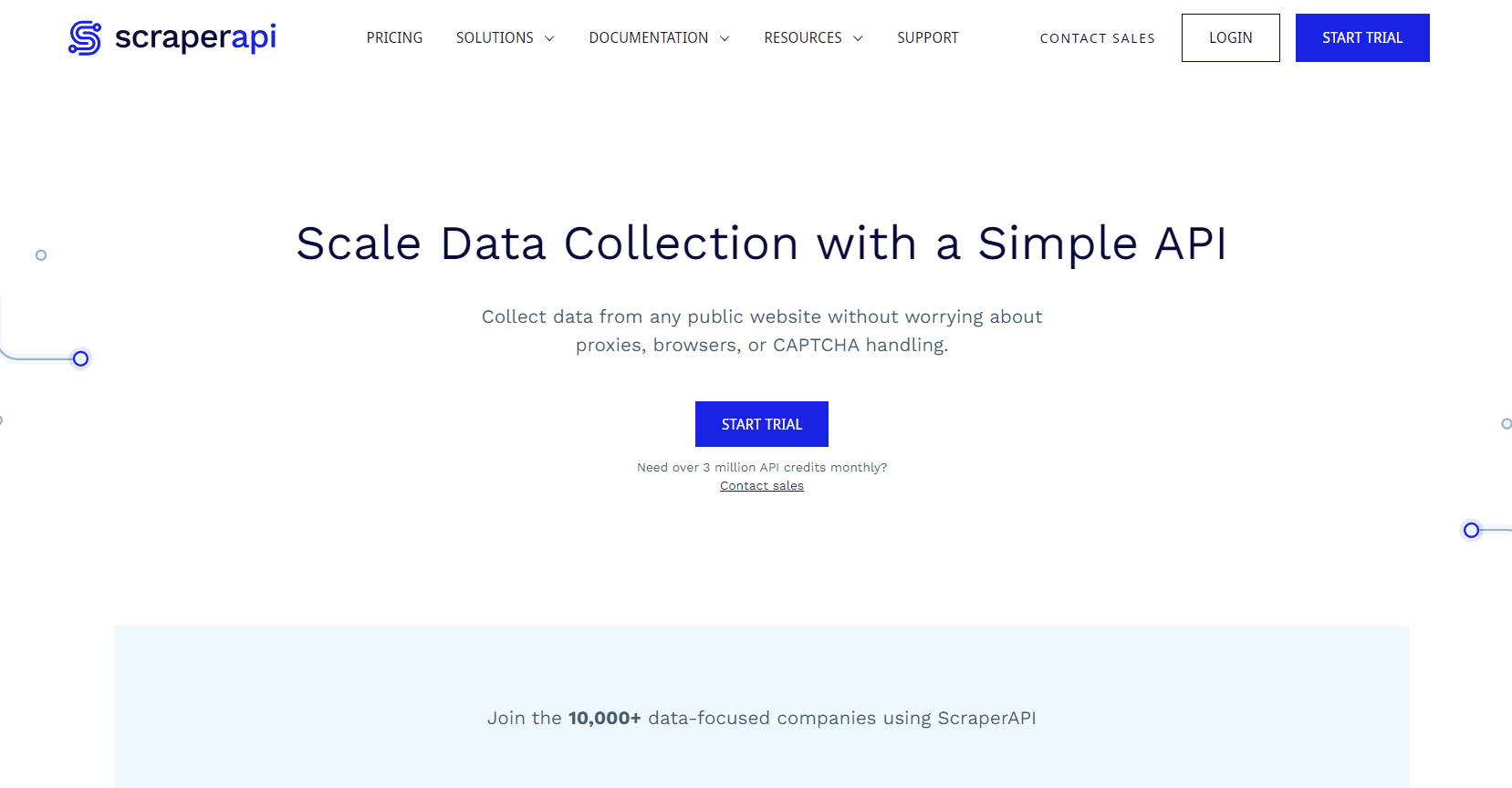 ScraperAPI 网站主页