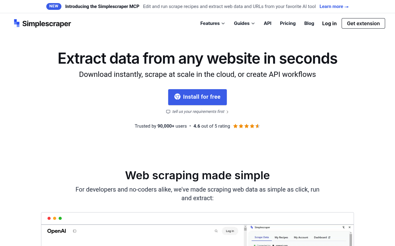 Simplescraper 网页抓取扩展主页
