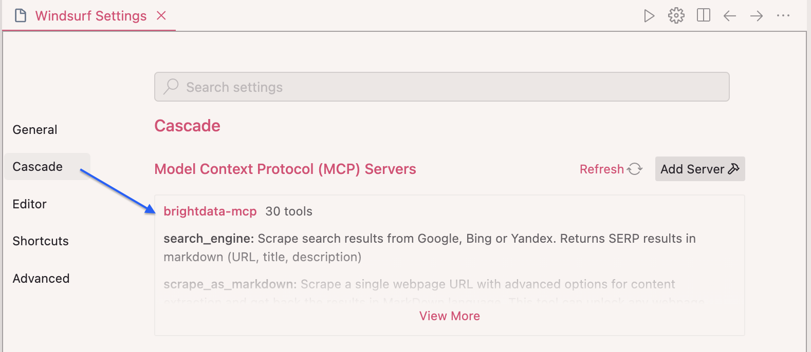brightdata-mcp-windsurf-设置