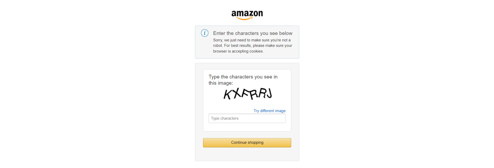 Amazon 上的 CAPTCHA