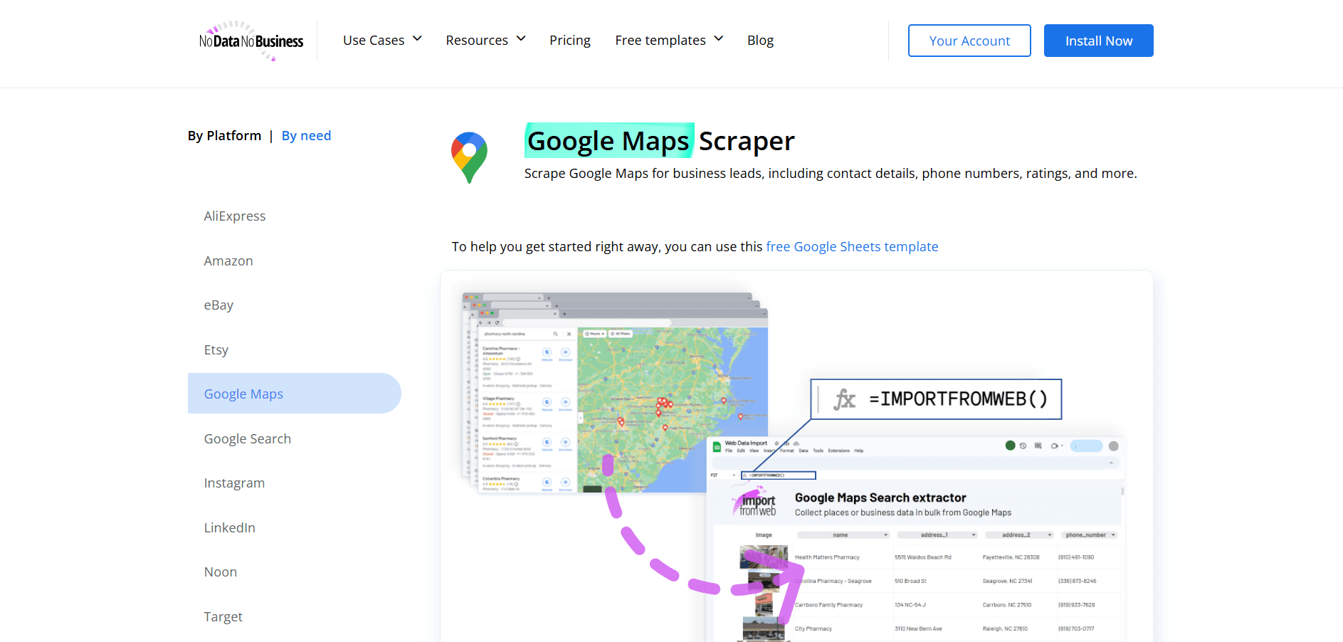 NoDataNoBusiness Google Maps 爬虫工具页面