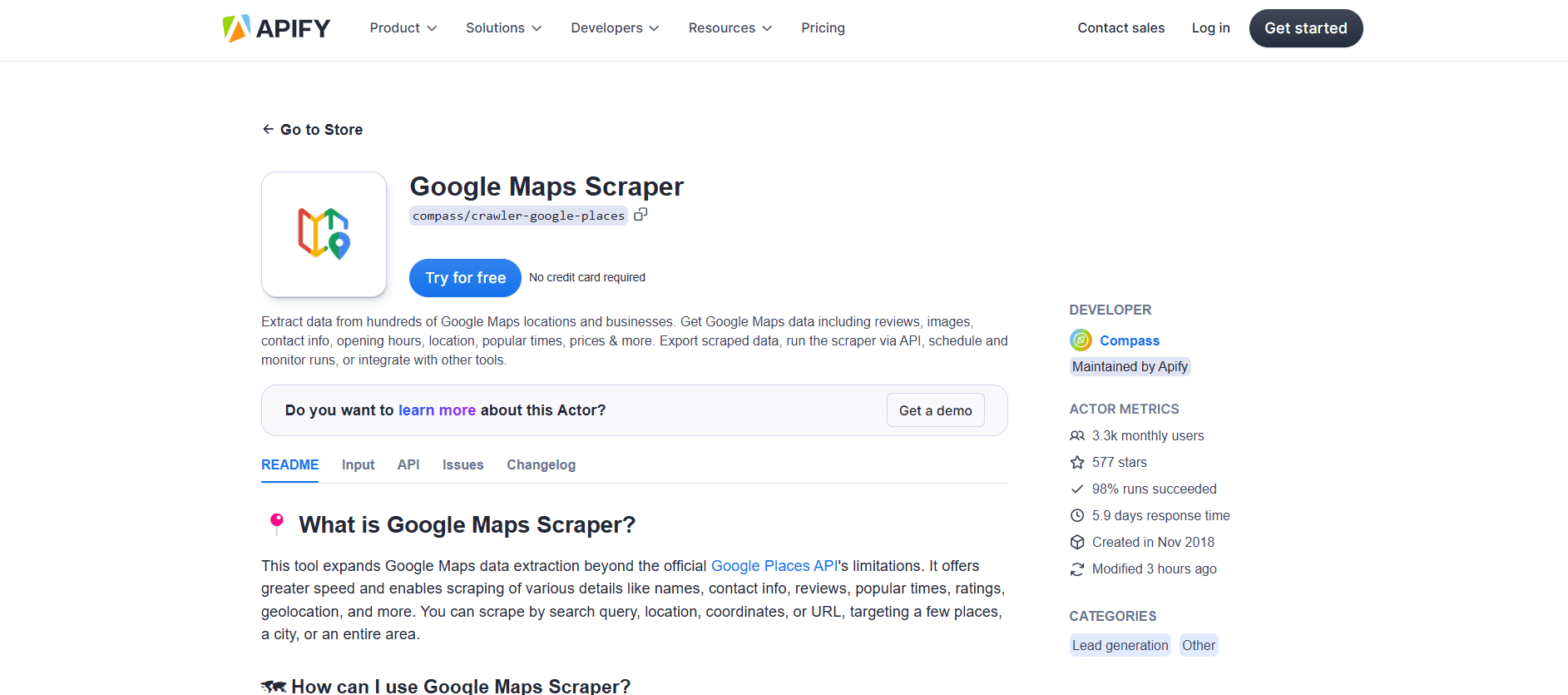 Apify 的 Google Maps 爬虫工具