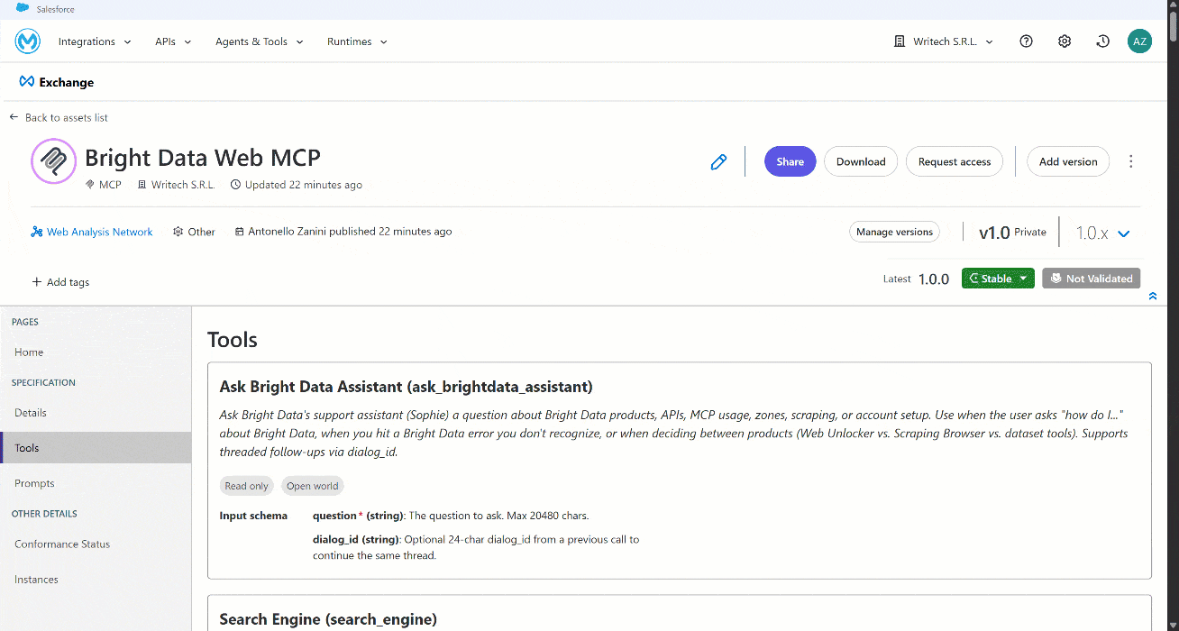 Bright Data Web MCP 服务器 提供的工具