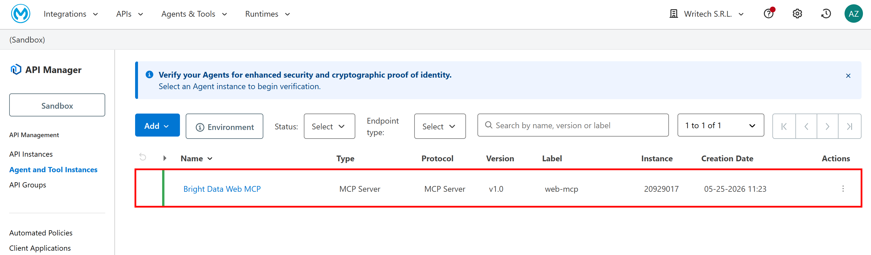 已部署的 “Bright Data Web MCP” 实例