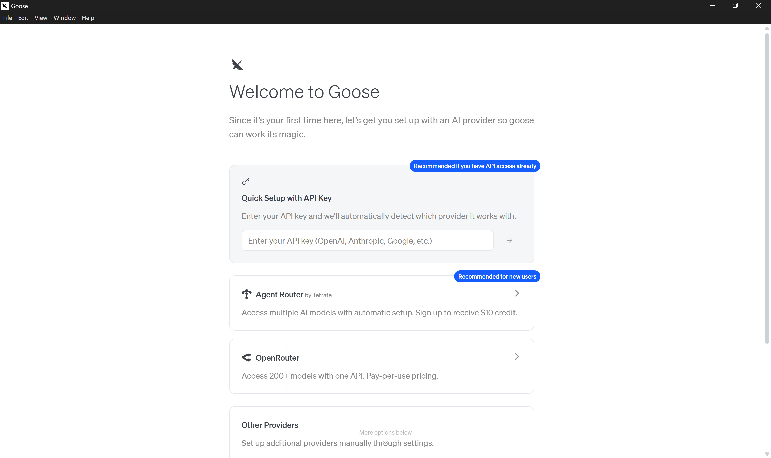 goose 欢迎消息