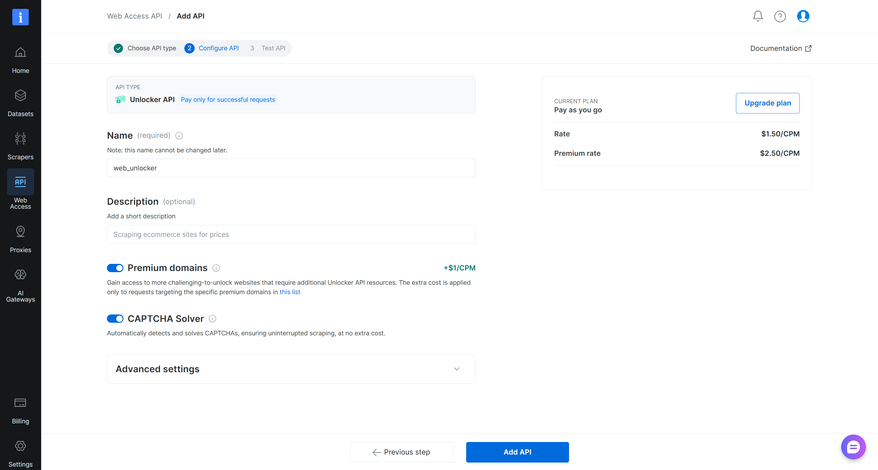 设置 网络解锁器 API