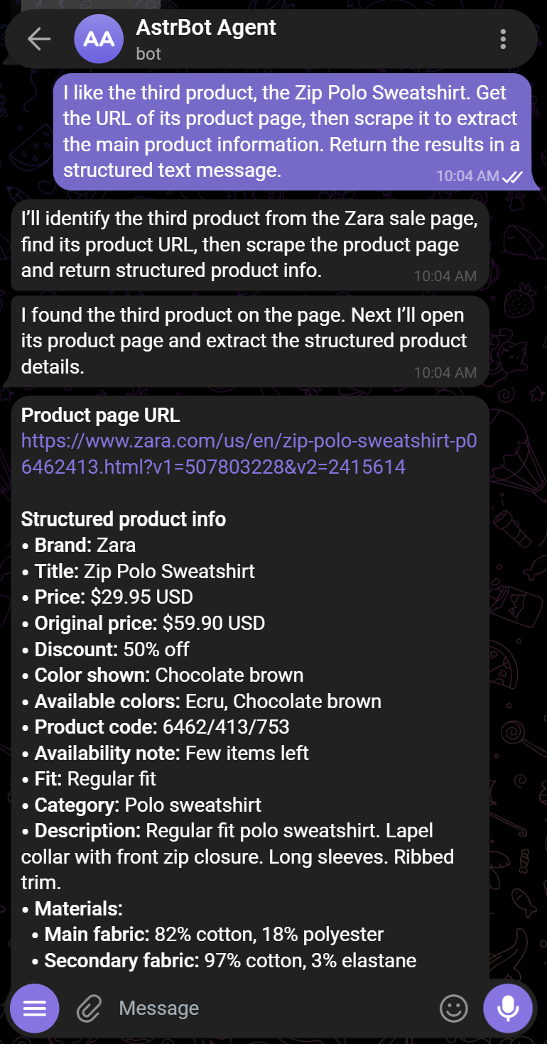 注意 AstrBot 返回的信息有多详细