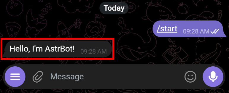 注意 “Hello, I’m AstrBot!” 消息