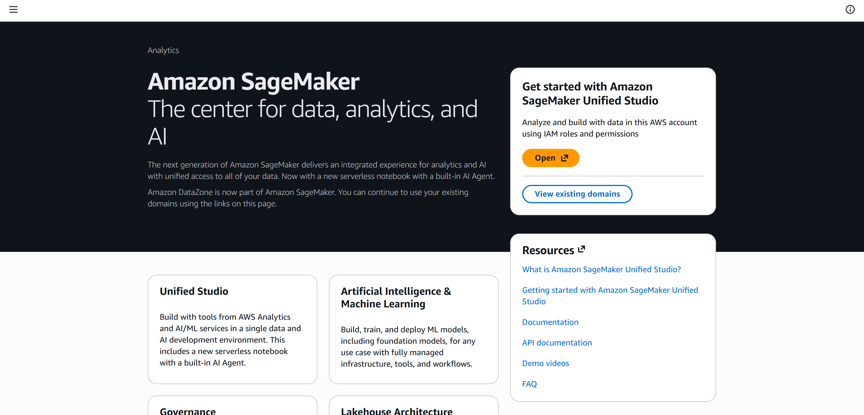 Amazon SageMaker 页面