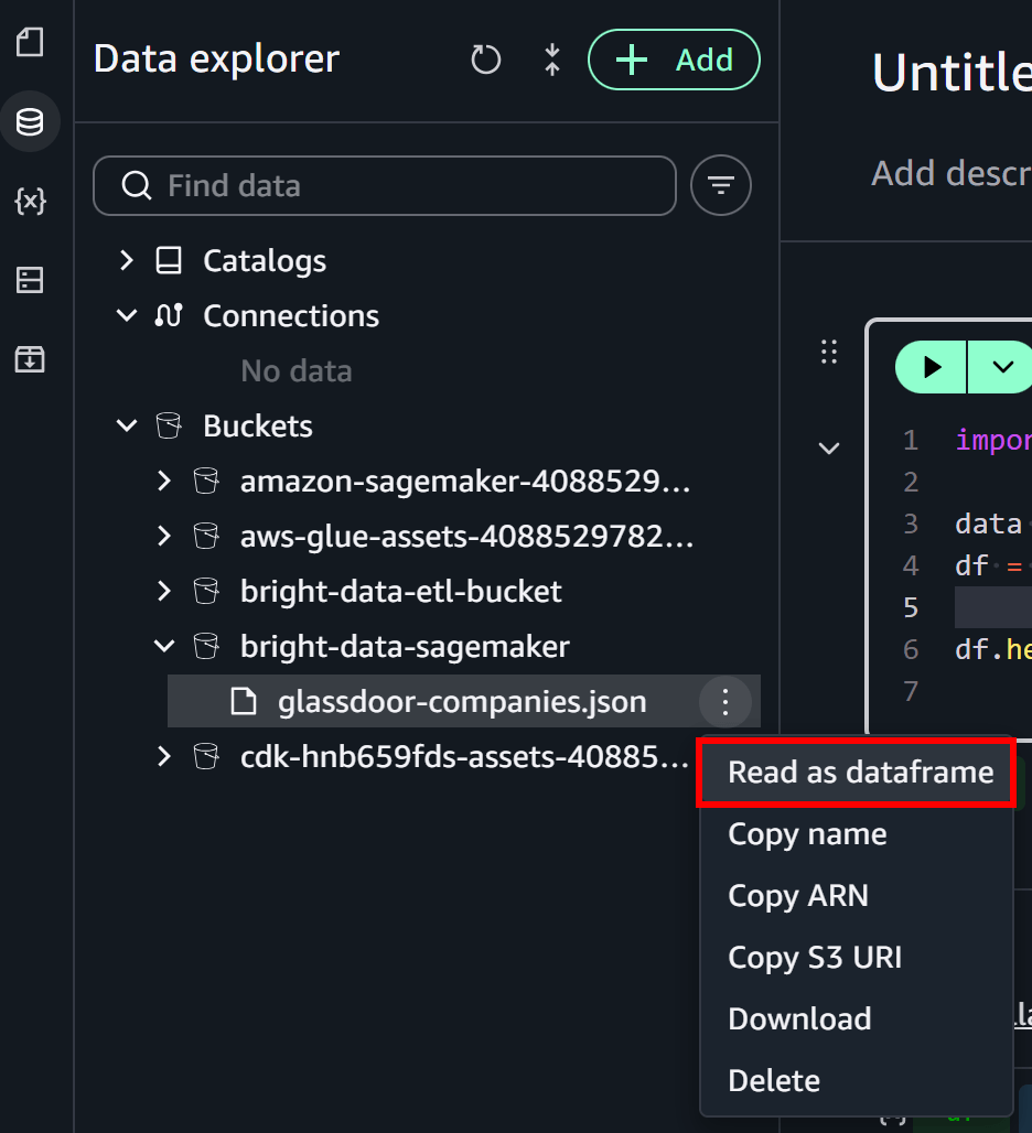 选择“Read as dataframe”选项