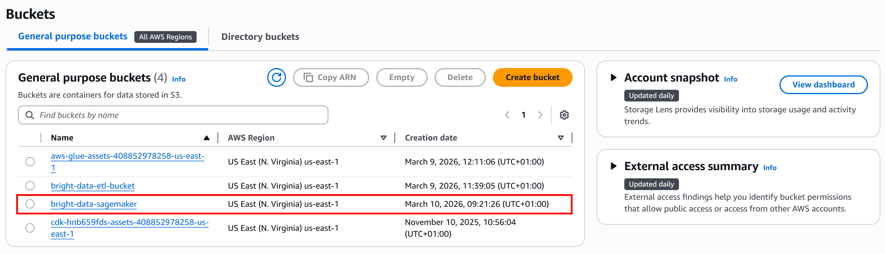 本教程的 Amazon S3 存储桶