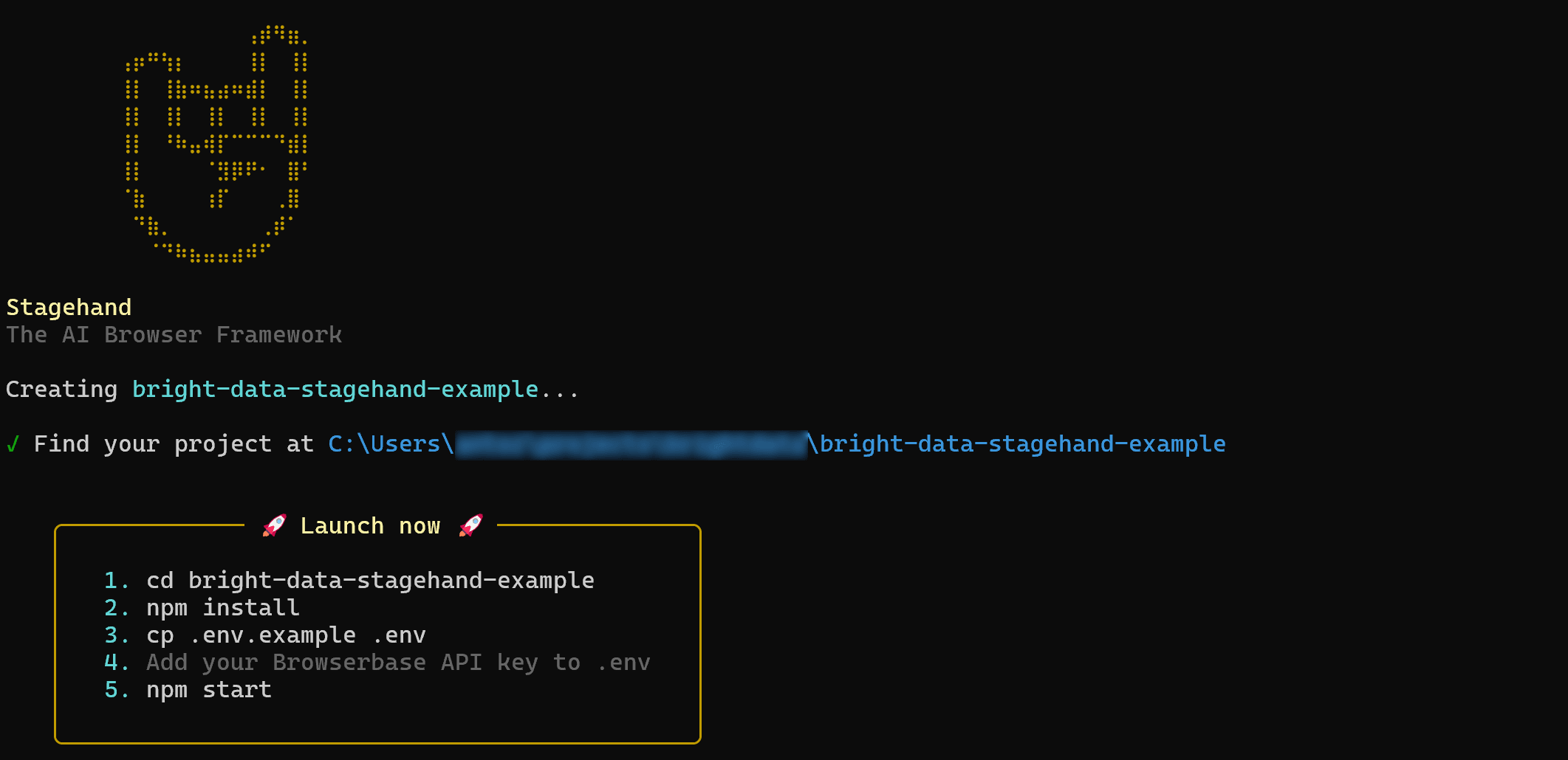 “npx create-browser-app” 命令的输出