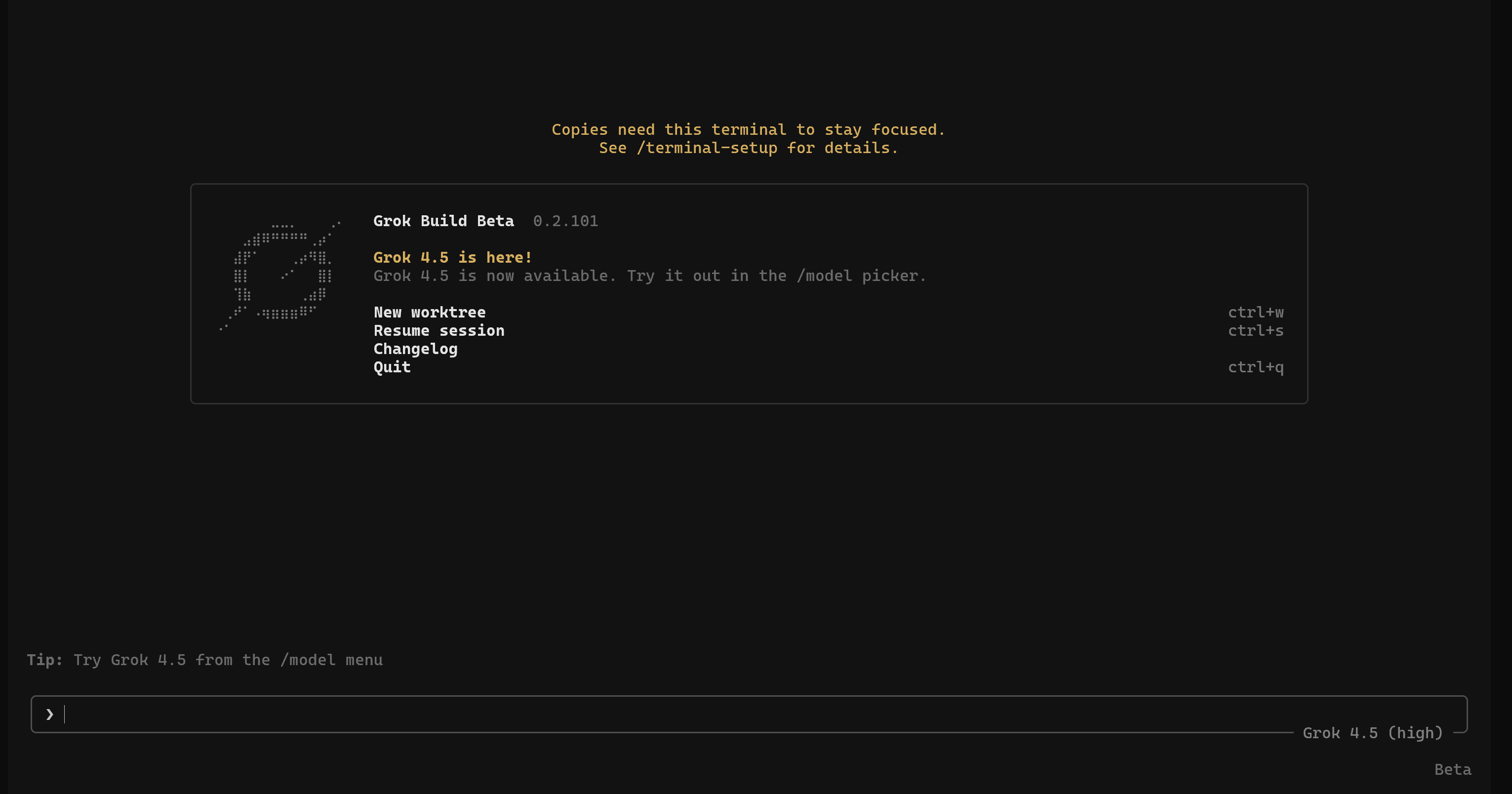 Grok Build TUI